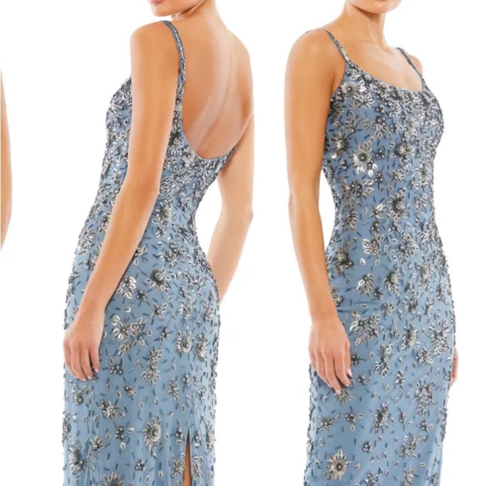 Mac Duggar Beaded Column Gown. Slate Grey. Size 6. Worn once. Unaltered.